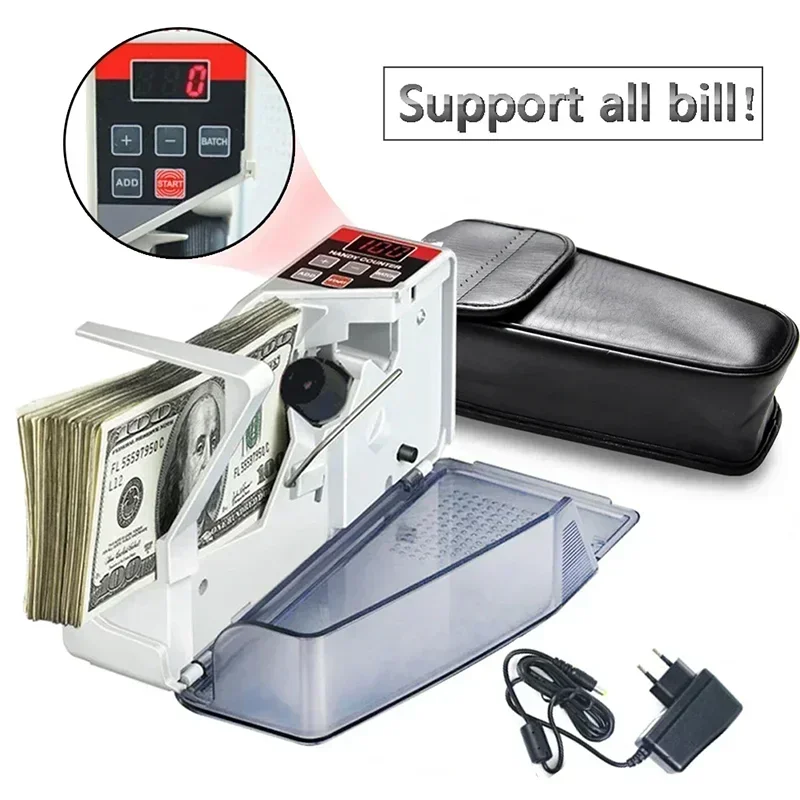 Portable Handheld Banknote Counter Money Counting Machine with Display LED Financial for Stores, Grocery Stores, Restaurants