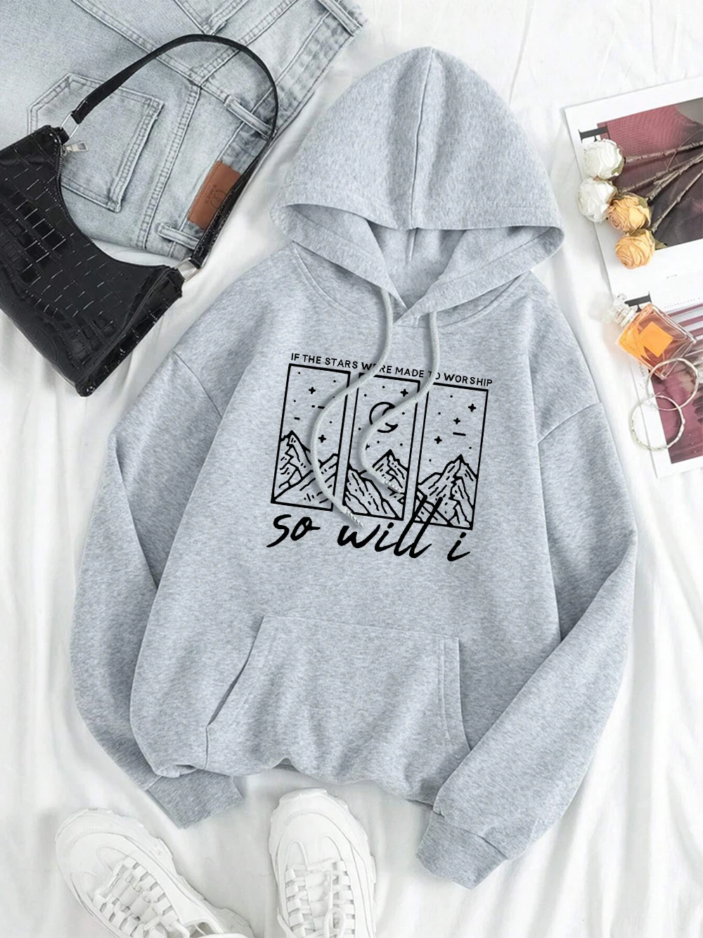 If The Stars Were Made To Worship Men Women Clothes Fashion Pocket Hoodie Autumn Warm Clothes Casual Loose Fleece Couple Hoodies