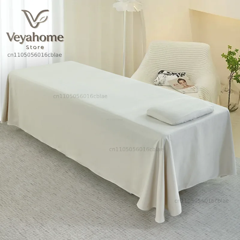 Massage Table Sheet Solid Bed Skirt for Beauty Salon Skin-Friendly Massage Bed Cover SPA Bed Full Cover with Hole