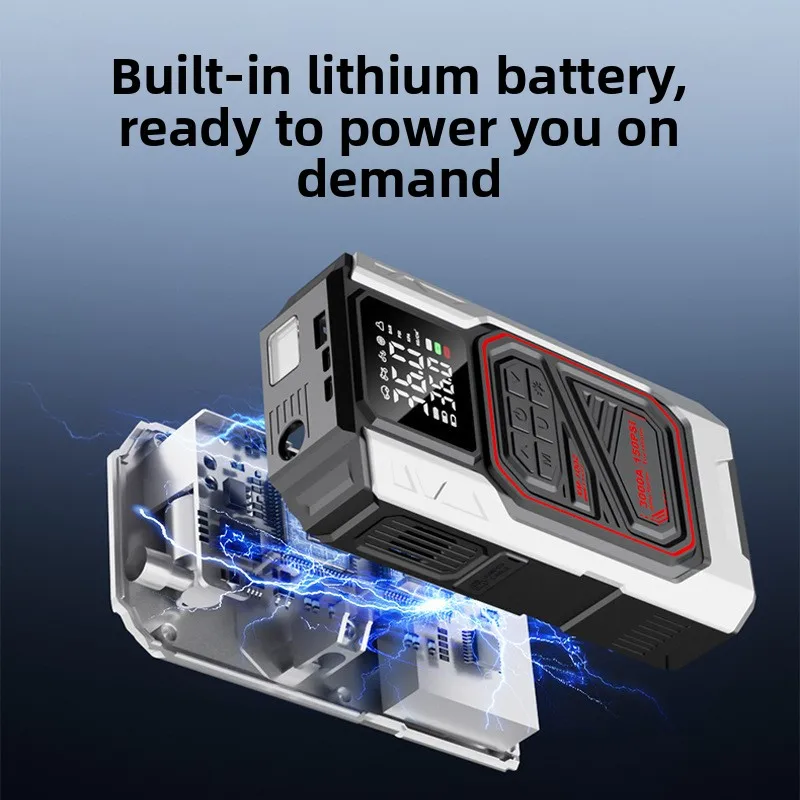 Portable Mini Car Air Pump, Multifunctional Tire Inflator with USB Charging and LED Emergency Light