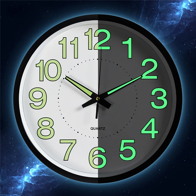 10pcs/lot 12 Inch Moon Luminous Silent Wall Clocks Home Decor Digital Wall Clock Relogio De Parede Electronic Clock on The Wall