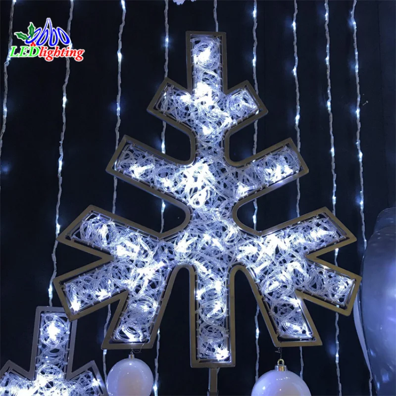 Custom.3 4M 5M 6m white LED 3D snowflake motif light