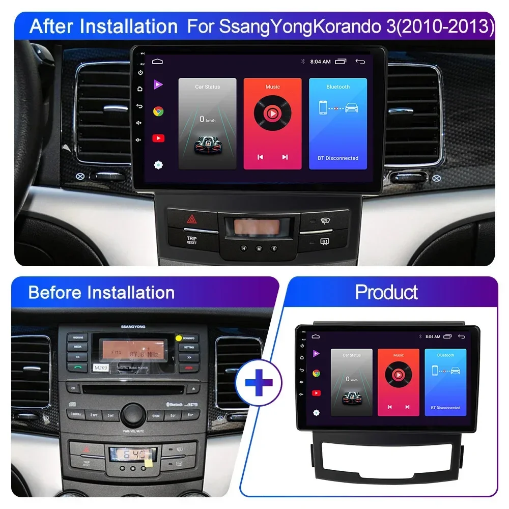 

Android 13 Radio For SsangYong Korando 3 Actyon 2 2010 - 2013 Car stereo Multimedia Player Carplay Auto GPS navigation DSP 48EQ