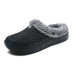 Men Winter Slippers and Women Fur Slippers Warm Fuzzy Plush Garden Clogs Mules Slippers Home Indoor Couple Slippers Zapatos