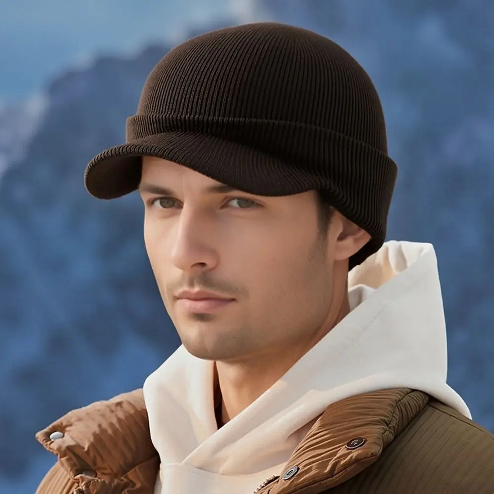 أزياء 2 في 1 قبعة الشتاء الدافئة حماية الأذن محبوك قبعة سميكة يندبروف إيرفلاب قبعة الرجال