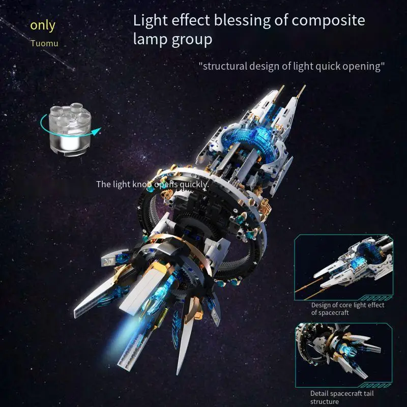 星間宇宙電気回転宇宙船軍艦モデル宇宙ステーションビルディングブロック組み立て子供用キットおもちゃ