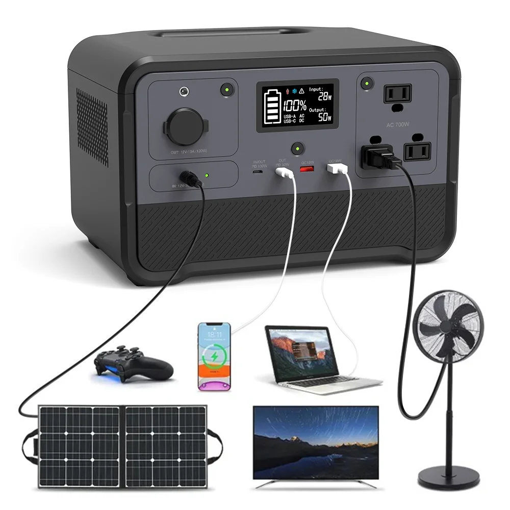 220v/230V Ac Lifepo4 Battery Portable 700W Power Station  Solar Power Generator for Home Application Moveable Solar Generators