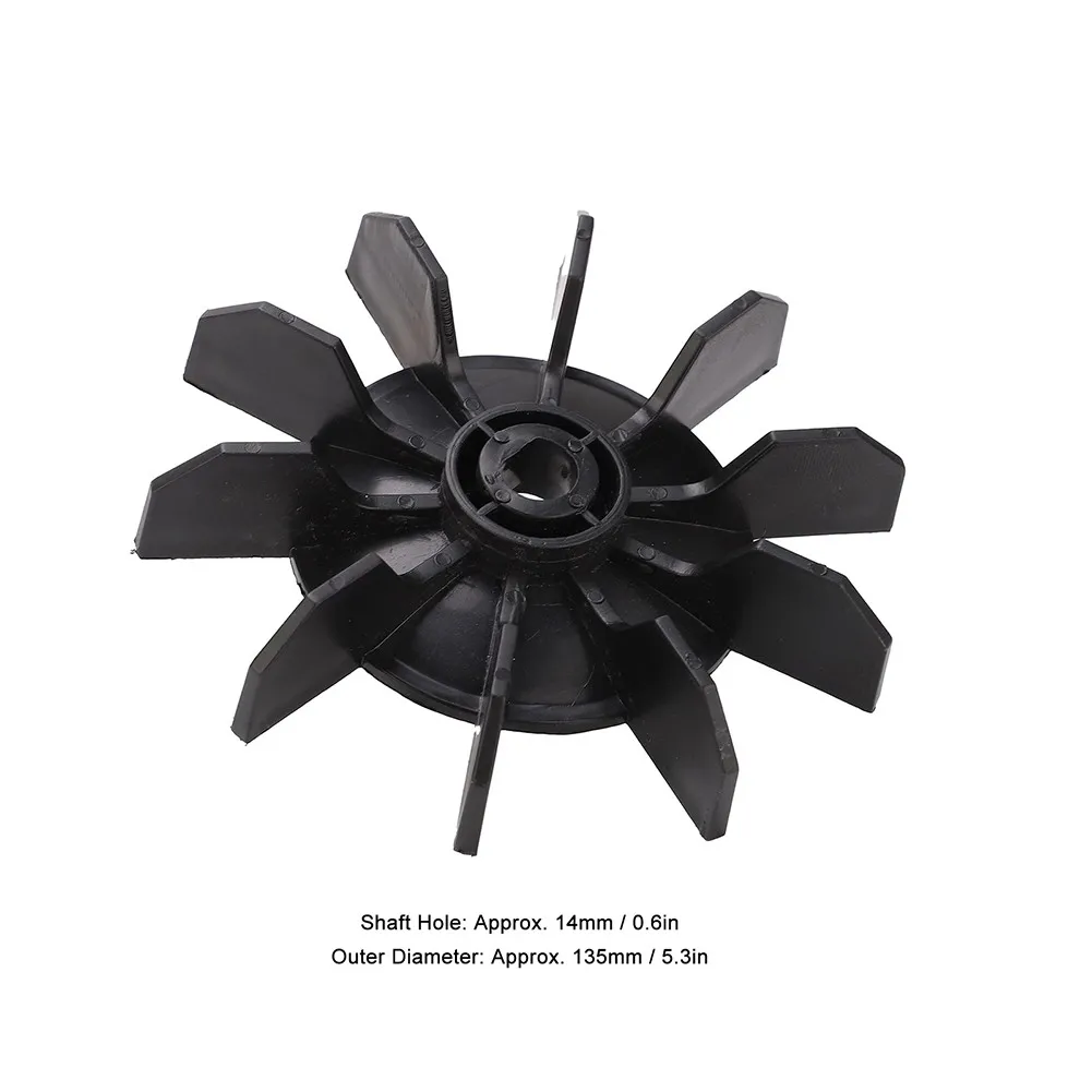 Replacement Air Compressor Fan For Linear Motor Systems With Plastic Impeller 0.5 Inch Shaft Bore And 135mm Outer Diameter