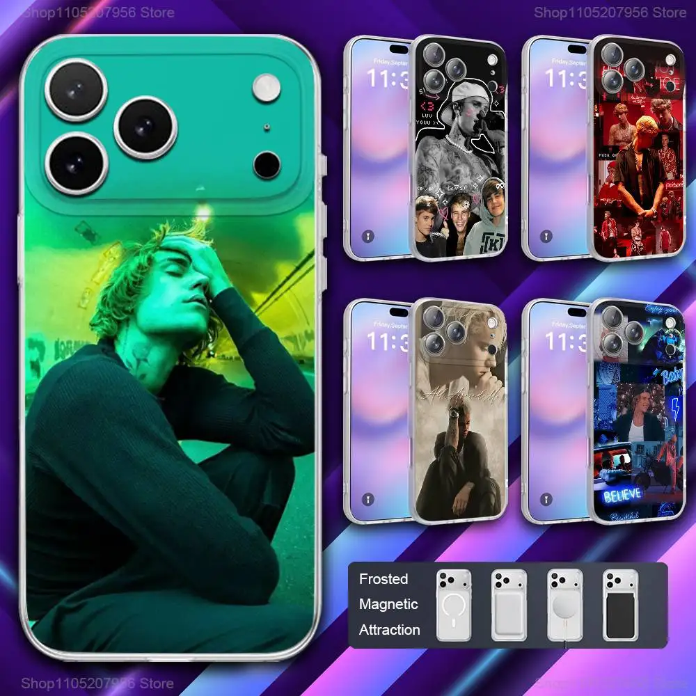 

J-Justins Singer B-Bieber Phone Case For iPhone 11,12,15,14,13,17,16,Pro,Plus,E,Max,Air,Mini Magnetic Frosted Cover