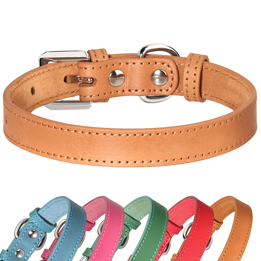 

Genuine Leather Dog Collar Comfortable Leather Pet Puppy Collars for Small Medium Dogs Chihuahua Pug Necklace Dog Accessories