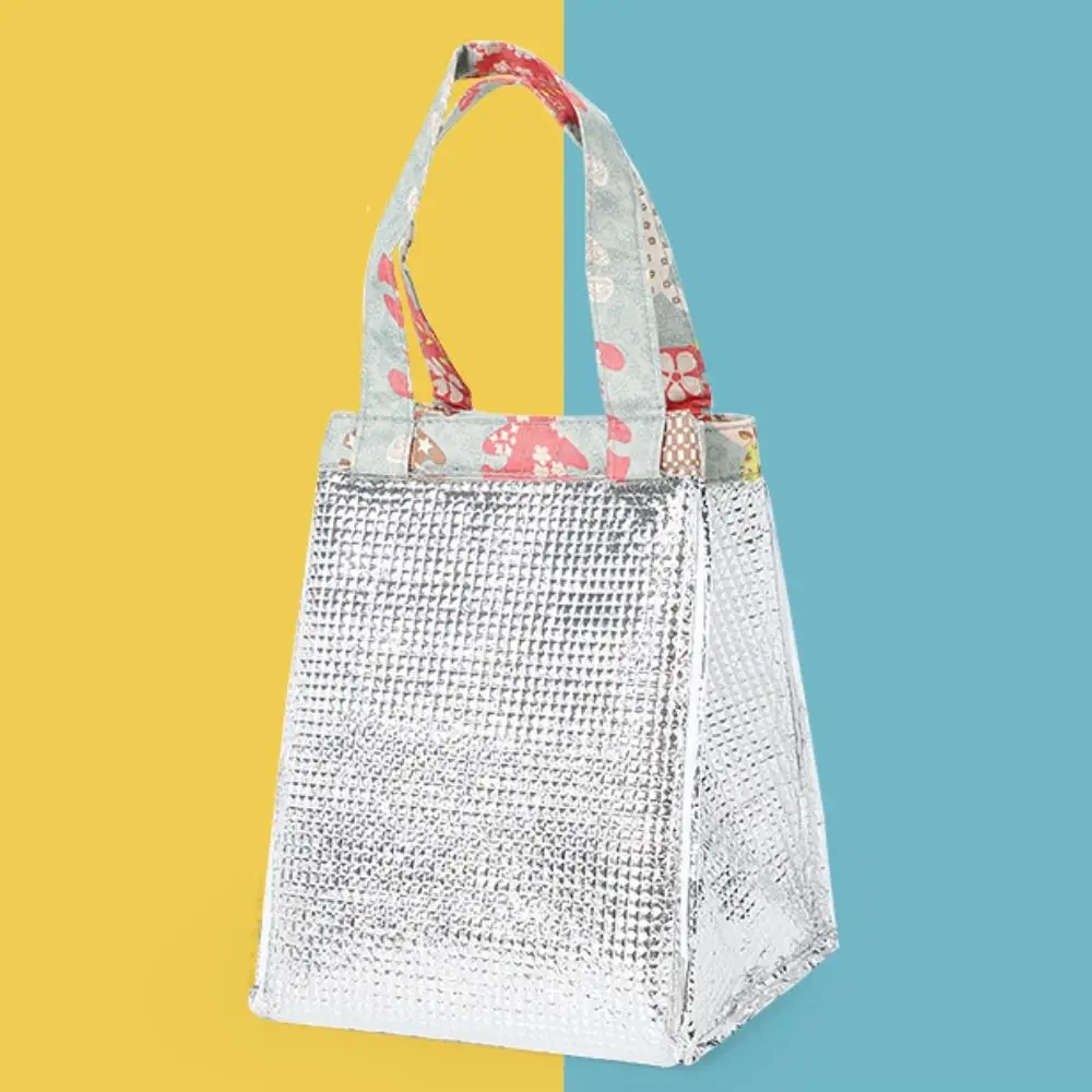 Tote Bag Insulated Thermal Lunch Bag Foil Lining Printed Picnic Bag Large Capacity Waterproof Handbag Worker