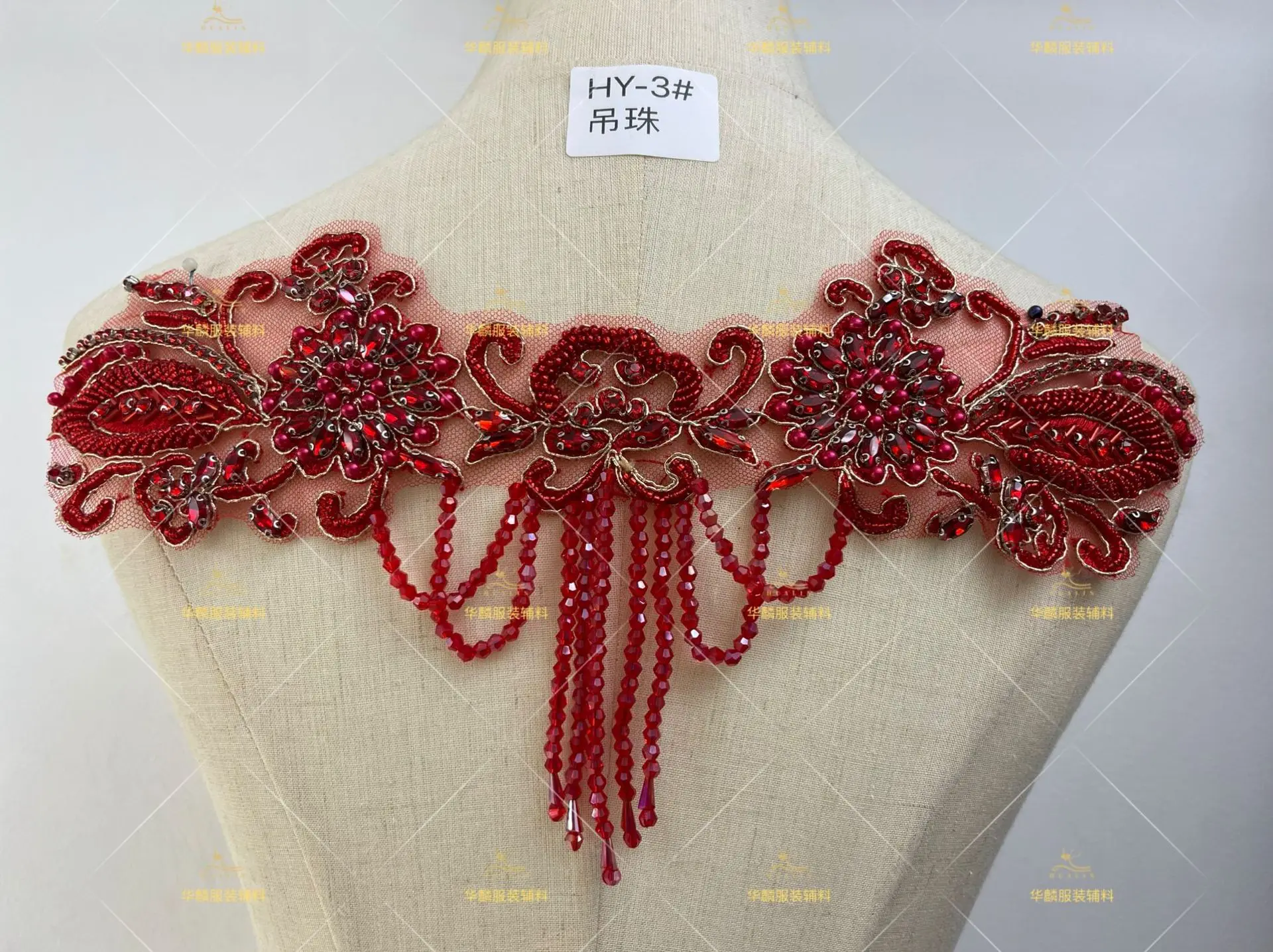 11 色手作りダイヤモンドバスト素材イブニングドレスネック生地高級タッセルビーズクリスタルクラウン形状アパレル装飾