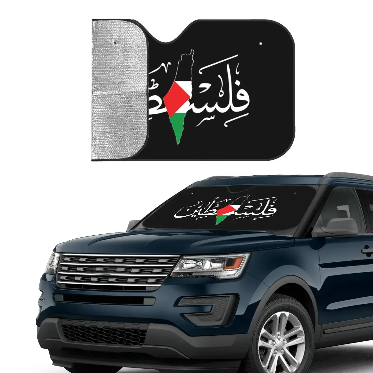 Palestinian Arabic Sunshade Windscreen Palestine Solidarity Car Front Window Visor Car Window Windscreen Cover Sun Shade Protect