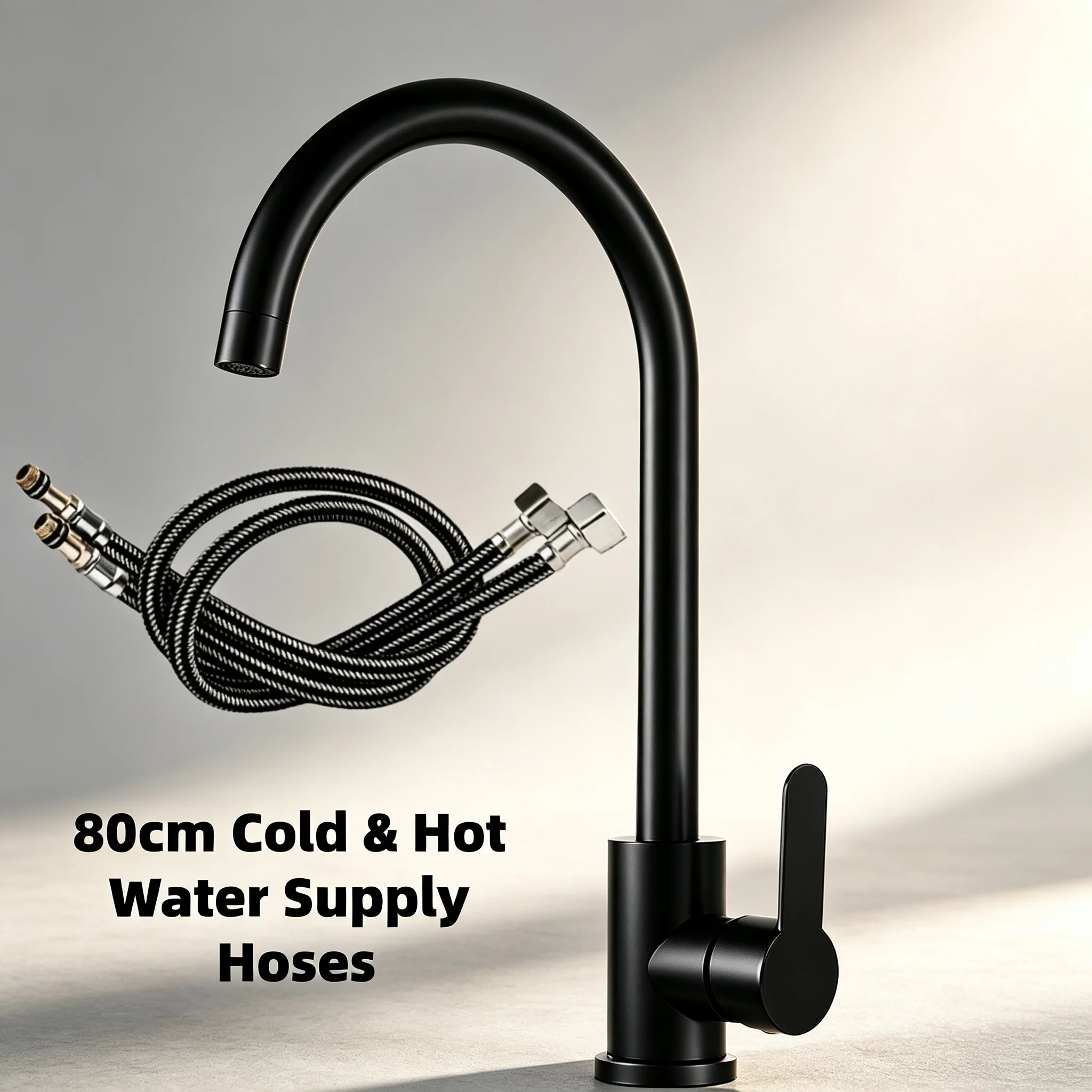 Single Handle Kitchen Faucet 360° Rqotatable High Arc Spout Rust Proof Easy Clean Durable Sink Tap for Home Kitchen