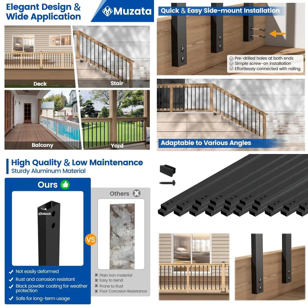 

32 балясины для металлических и композитных перил, ступенчатые опоры для лестниц с винтами, подходят для ограждений веранд и террас