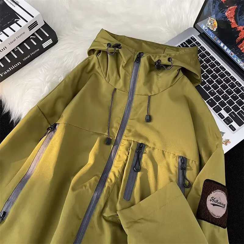 

Мужская ветрозащитная куртка с капюшоном в американском ретро-стиле, утепленная (250 г/м²), для молодежи, весна-осень