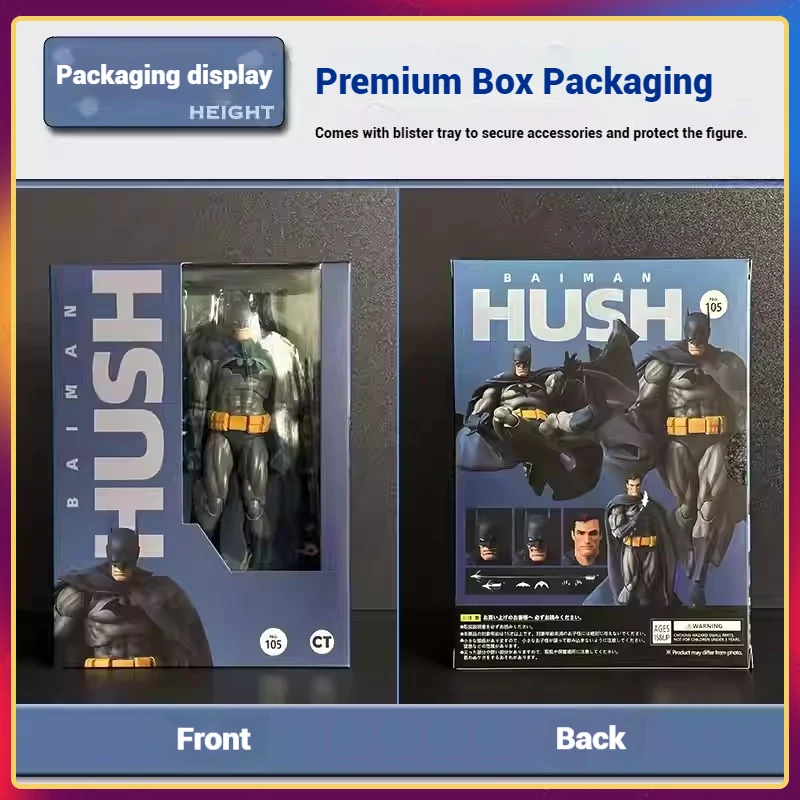 Em estoque ct brinquedos batman hush versão azul mafex 105 versão preta dc bat man anime figura de ação estatueta modelo estátua brinquedos presente