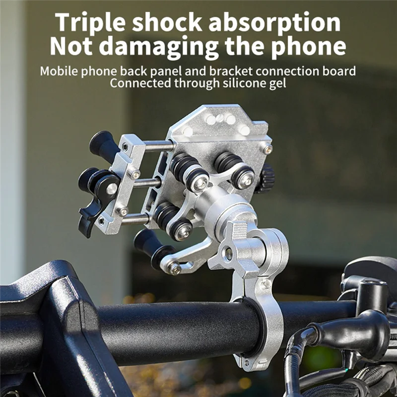 

Ac29-Phone Stand Shock-Absorbing 360° Rotary Adjustable Formotorcycle Pedal Electric Vehicle Universal Navigation Bracket Silver
