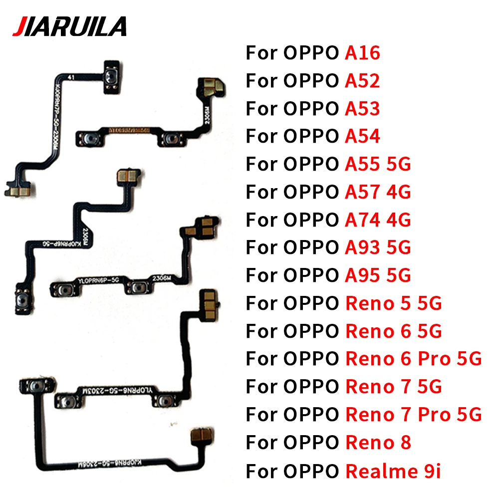 10 Pcs For Oppo A16 A54 A52 A53 A55 5G A57 4G A74 A93 A95 5G Realme 9i Reno On OFF Power Voulme Side Keys Buttons Switch Flex