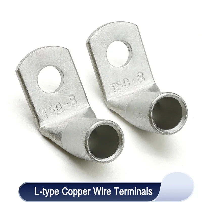 

1/5pcs Wire Terminal L-type Right Angle 90 Degree Bend Nose T35/50/70/95-6/8/10/12 Tinned Copper Crimp Connector Cable Lugs