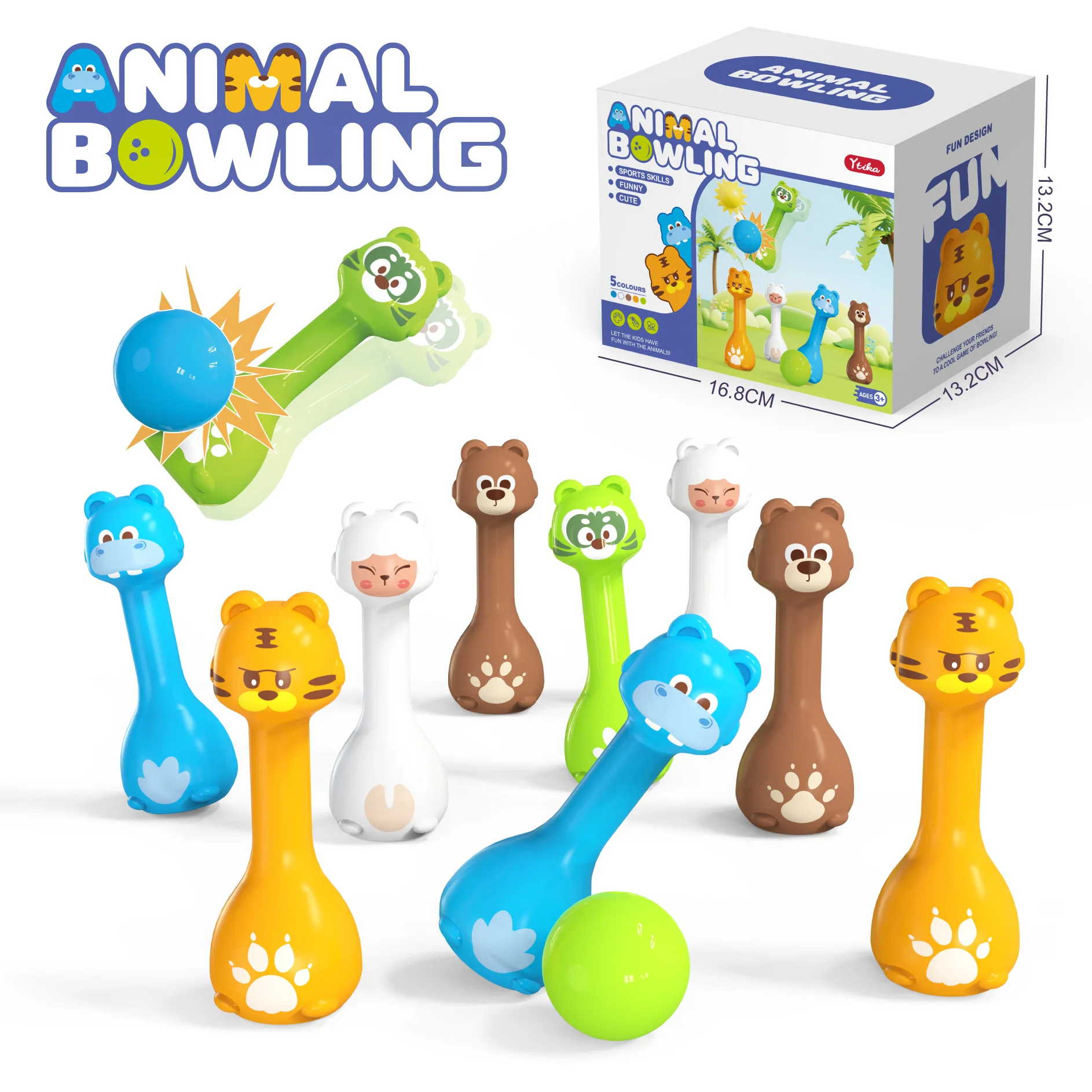 Jeux de balle de Bowling pour enfants, jouets Styles d'animaux, jouets éducatifs d'interaction Parent-enfant, divertissement intérieur et extérieur