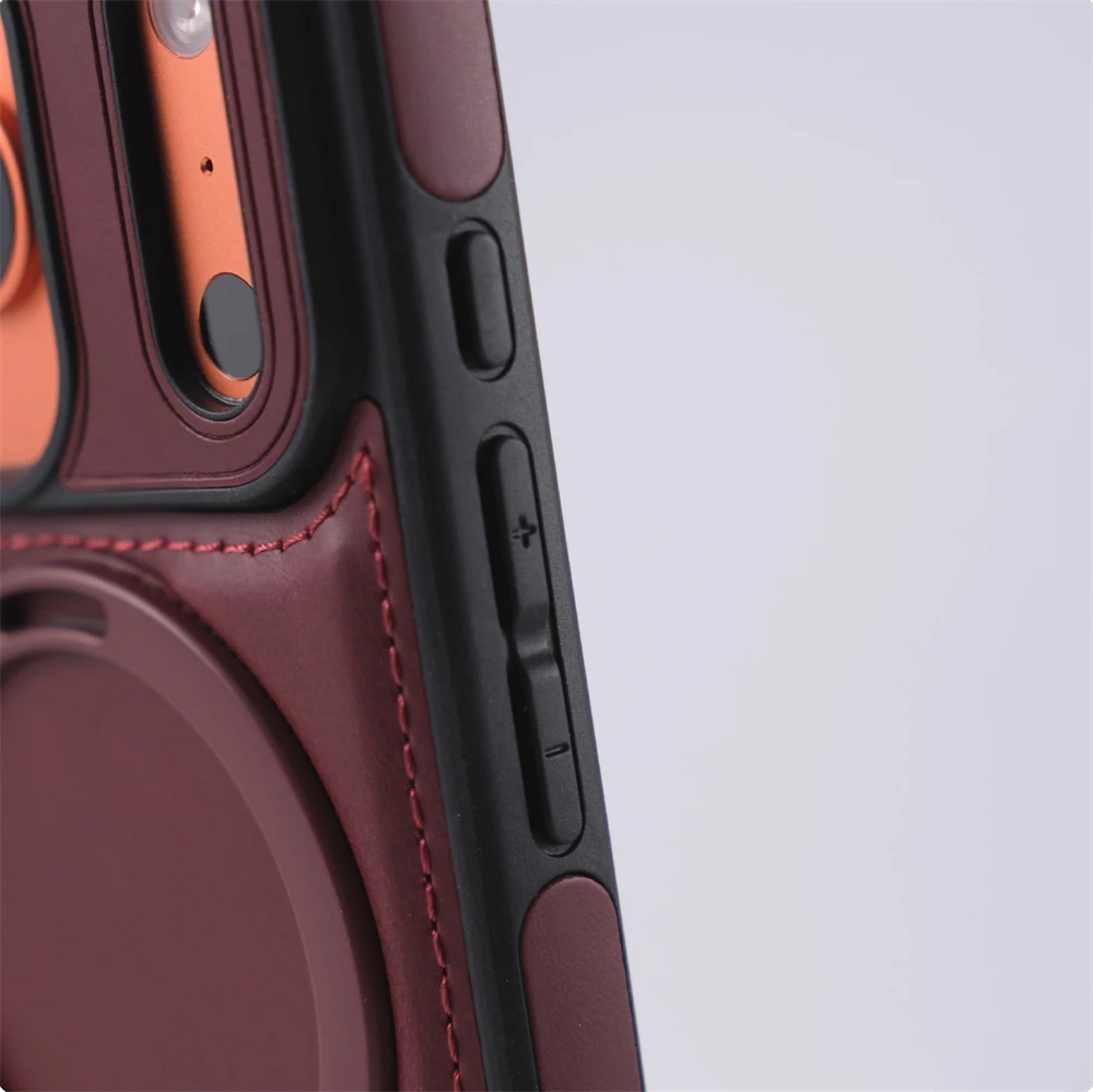 Magnetyczny uchwyt pierścieniowy, etui z PU skóry odporne na wstrząsy do iPhone 18 17 Pro Max 16 15 14 13 12 Plus, kompatybilne z bezprzewodowym ładowaniem Magsafe. — zdjęcie produktu 5