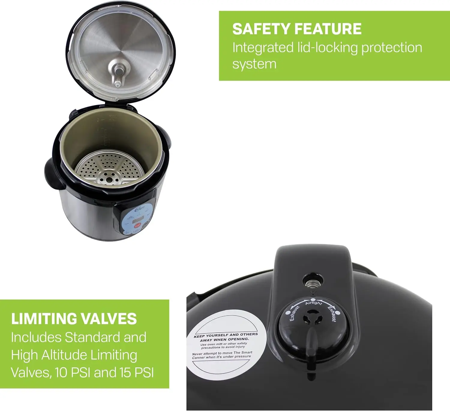 Smart Electric Pressure Cooker and Canner, Stainless Steel, 9.5 Qt