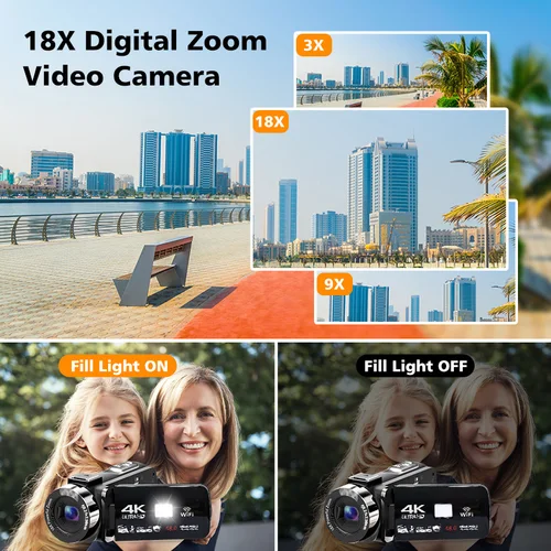 Imagen 2 del producto Cámara Digital 4K de 48MP y 60FPS, videocámara de enfoque automático con Zoom de 16X, nueva grabación de vídeo, cámara DV de alta definición de mano