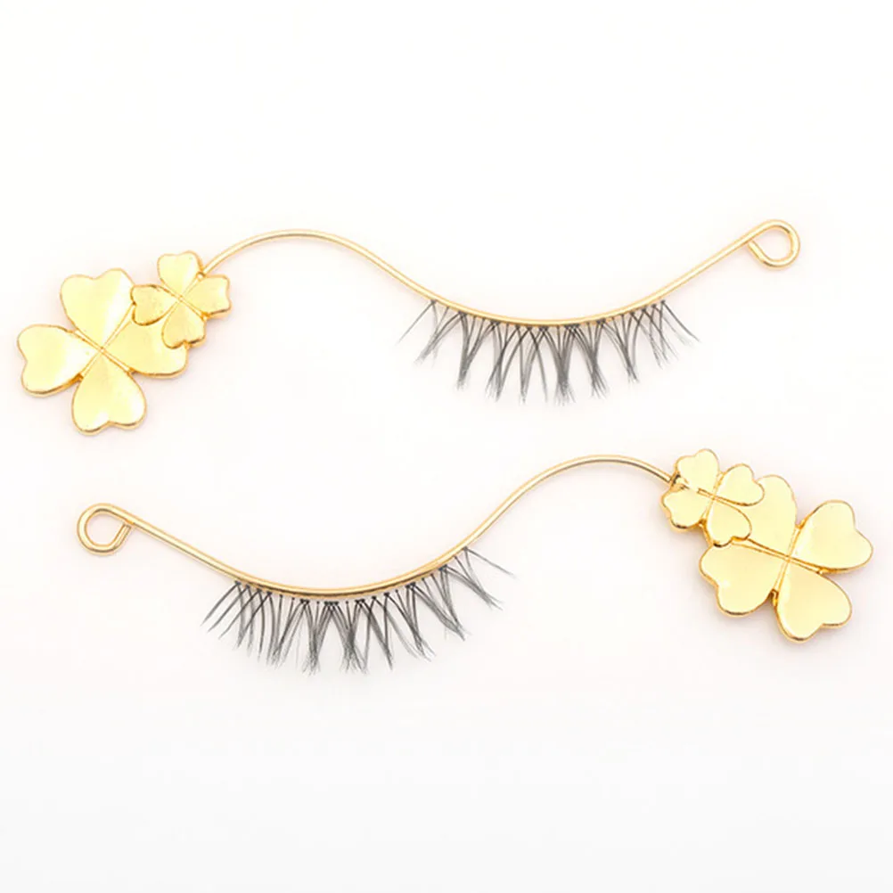 

6 Pairs Wearing Tool Premium Metal False Holder Durable Golden Salon Supplies Fake Eyelash Display Device Eyelash Grafting