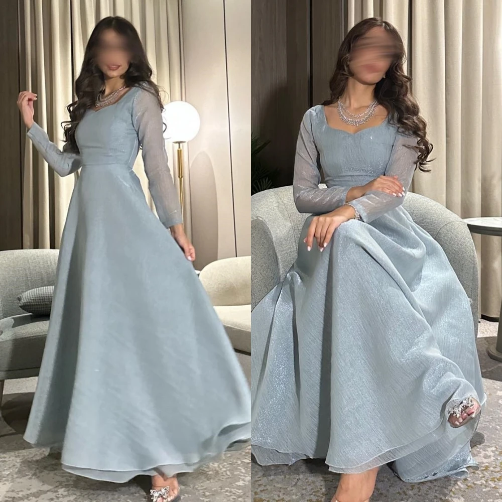 Customized Simple Prom  Casual  Square Ball gown Formal Ocassion Gown Floor length Skirts Organza Evening Dress فساتين مناسبة رس