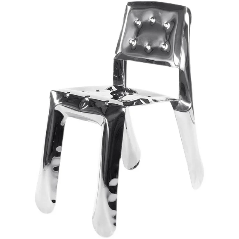 

Stainless Steel Chair Simple Modern Metal Comb Dressing Stool Shoe Changing Stool Artistic MEAL Study Chair