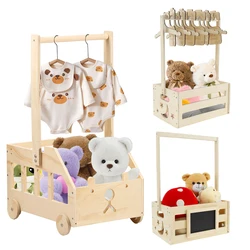 Wood Baby Shower Basket Adjustable Handle Baby Shower Crate Closet Pretty Versatile Baby Shower Gifts Basket for New Born Baby