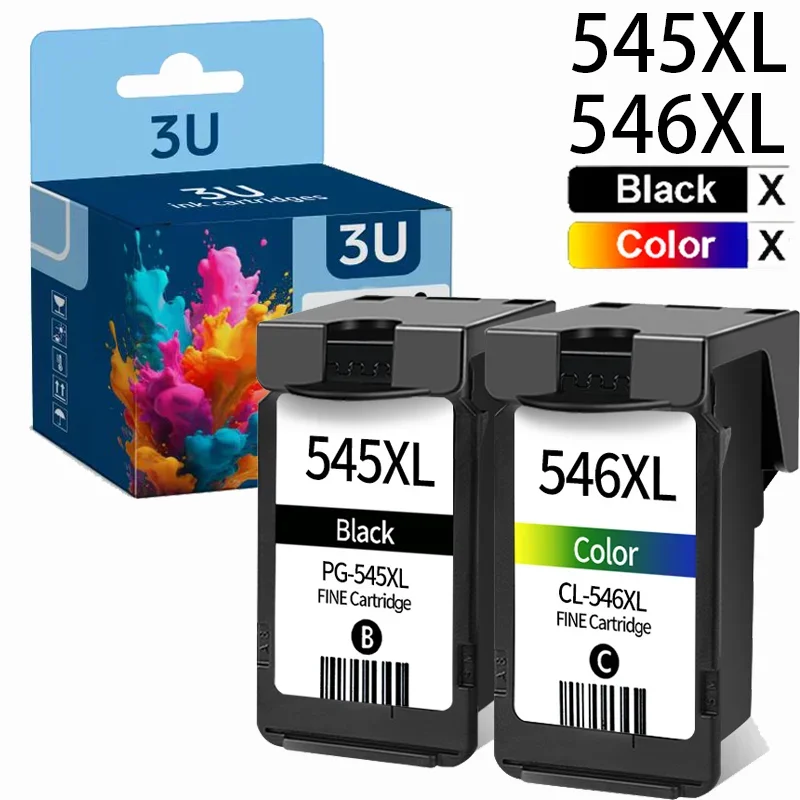 

3U 545XL 546XL Ink Cartridge for Canon 545XL 546XL Pixma MG2550/MG2450/MG2950/MX495MG3050/TS3150/TS205/TS305 Printer