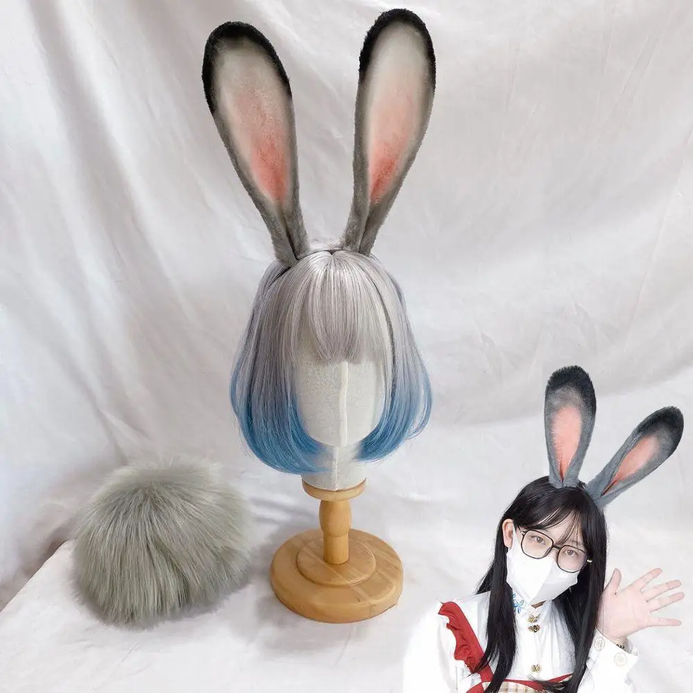 

Animal Fur Rabbit Long Ear Headband Cosplay Sexy Faux Rabbit Officer Head Hoop Lolita Christmas Party Hair Band Hair Accessories