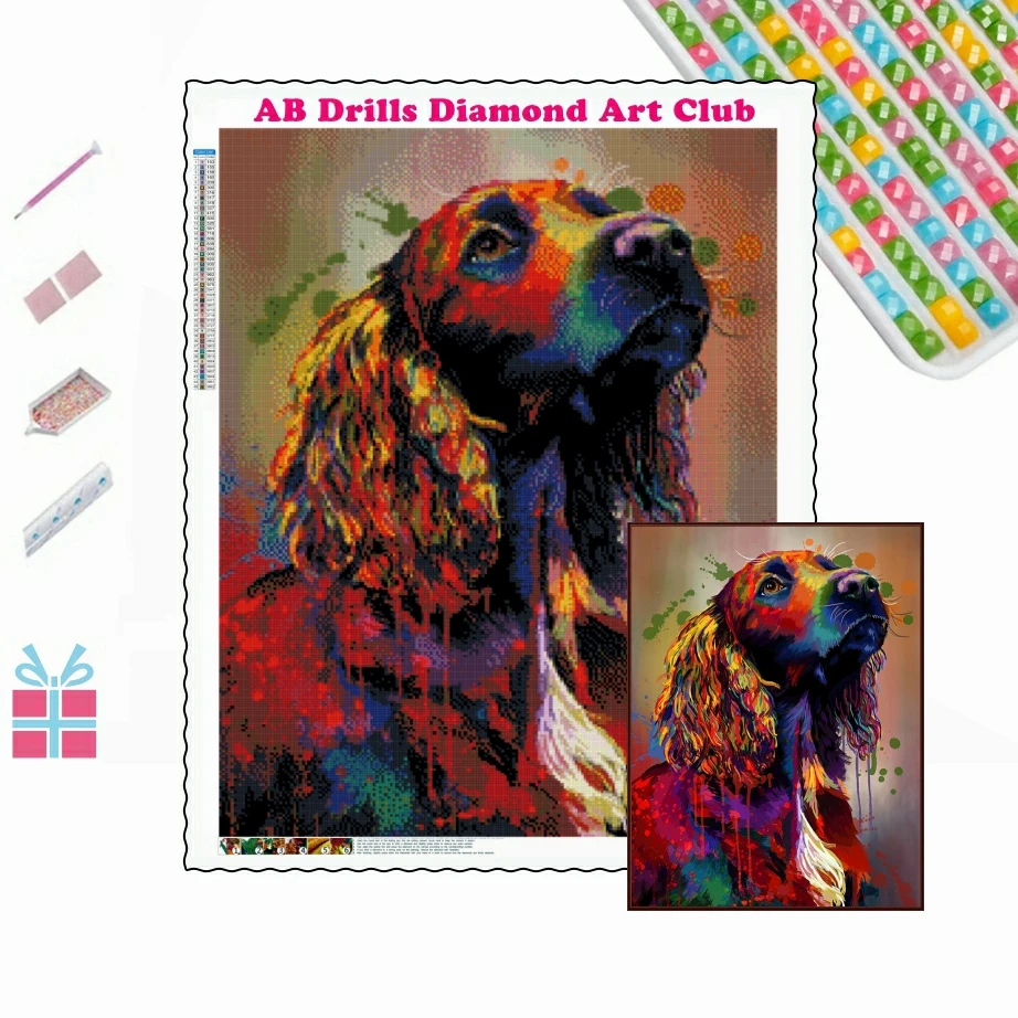 Pet Dog British Cocker Spaniel 5D DIY AB Drills Diamond Painting Cross Stitch Cute Animals Mosaic Rhinestone Hobby Home Decor