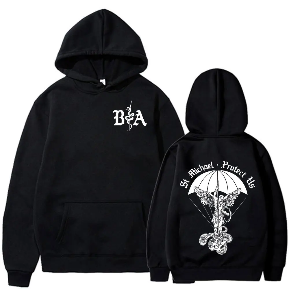 St Michael Brothers in Arms Double‑Sided Print Hoodie Unisex Men Women Pullover Y2K Long Sleeve Casual Streetwear Hooded Tops
