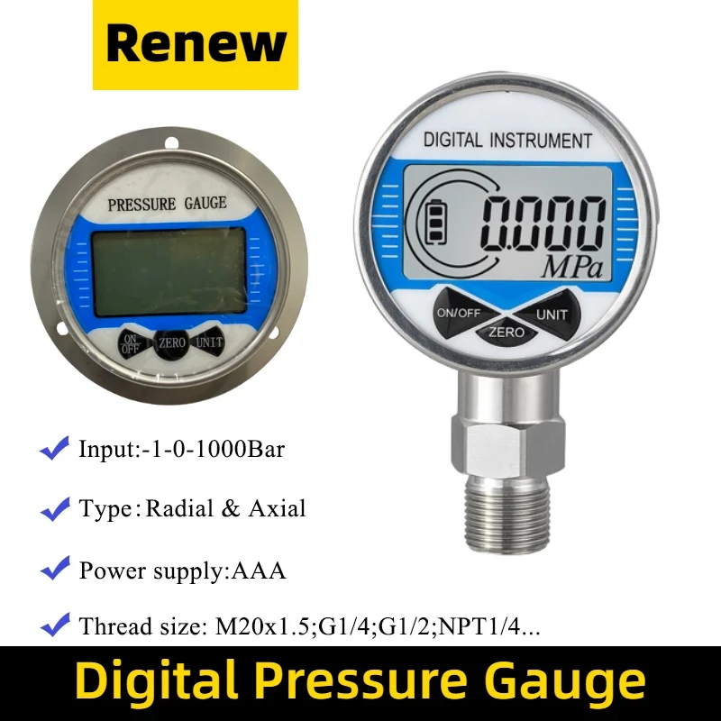 10bar Wireless Digital Pressure Gauge G1/4 Air Liquid Fuel Oil Water High Accuracy Digital Pressure Manometer Pressure Gauge