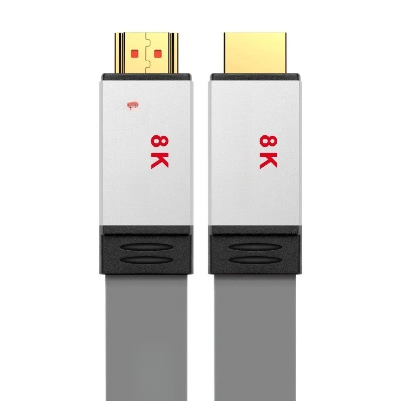 

8K Silver Plated H D M I Cable 4K120Hz Flat 2.0 Version Short TV ARC HD Cable HDR Optical Fiber
