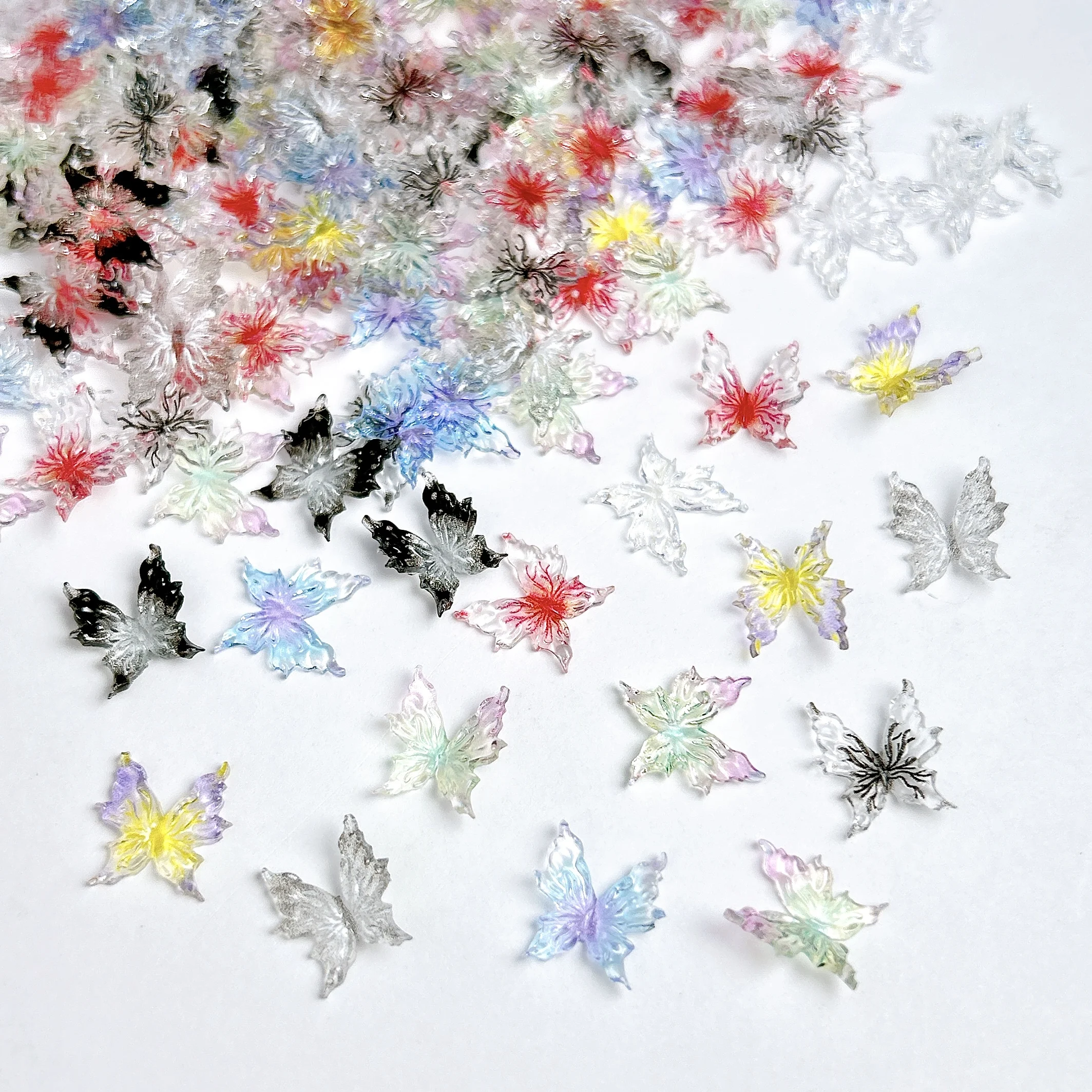 

30PCS New Unique Soft Butterfly Resin Nail Charms 3D Transparent Colorful Butterfly Nail Art Decorations for DIY Nails Ornaments