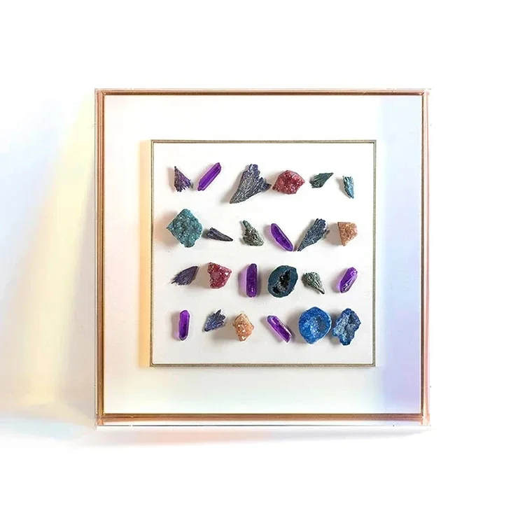 

z Home Decor Handmade Mixed Media Artwork Acrylic Box 3D Stones Wall Art Modern Painting For Walls