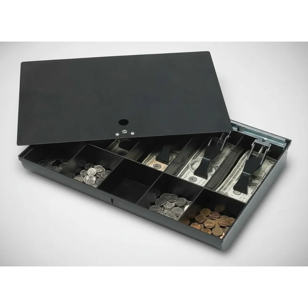 Secure Locking Money Tray with Spring-Loaded Bill Weights for Cash Drawers and Retail Use