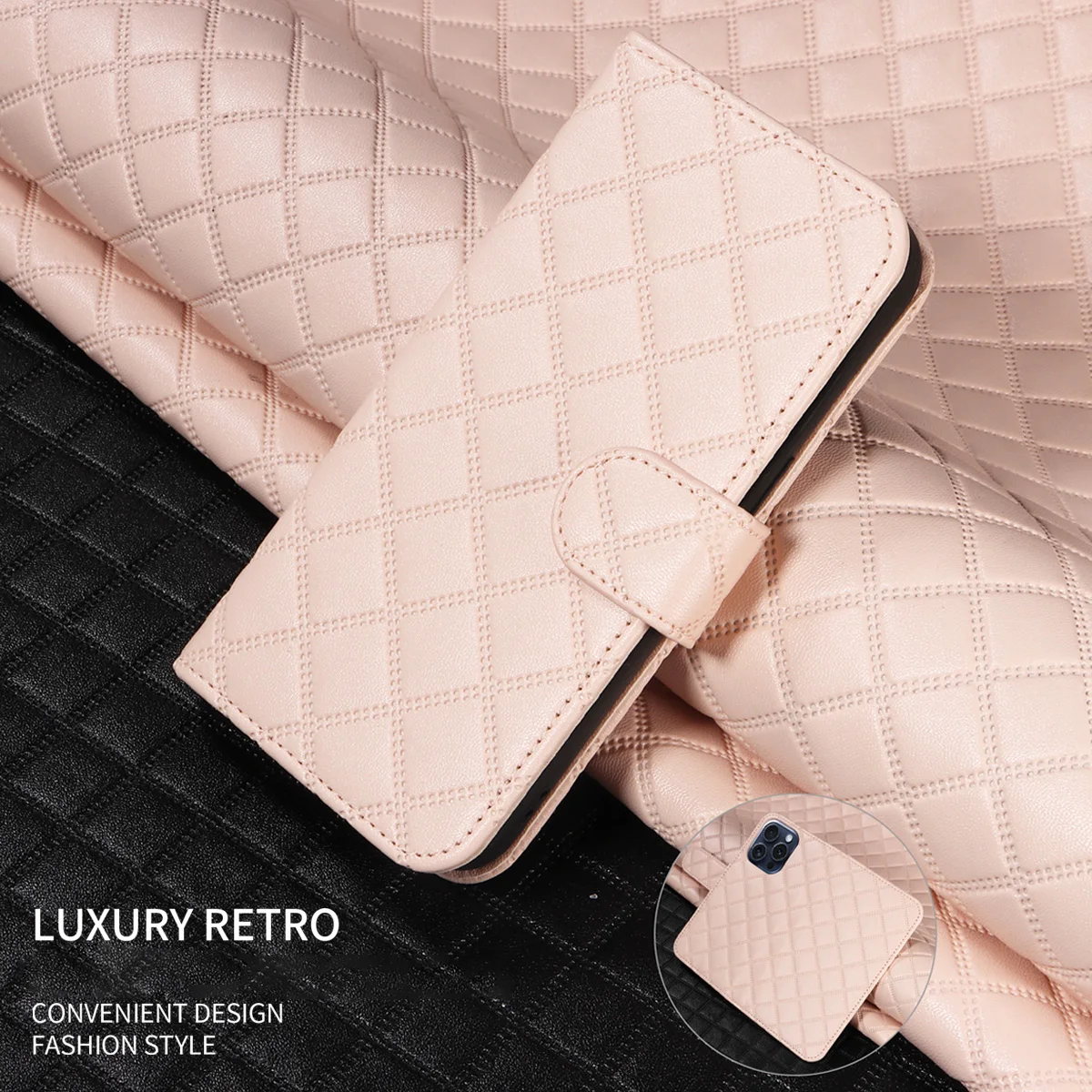 Faux Leather Phone Case for Samsung GalaxyZ Fold 3 Z Fold 4 Z Fold 5 Z Fold 6 Magnetic Bracket Shockproof Stylish Plaid Cover