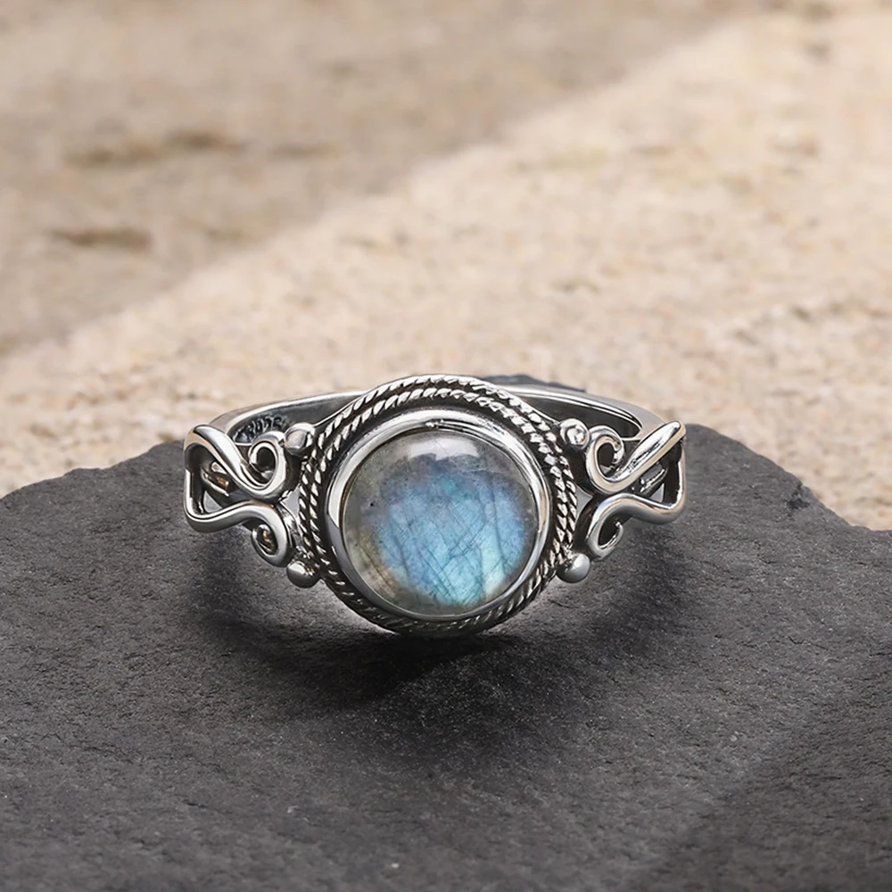 925 Sterling Silver Labradorite Gemstone Ring