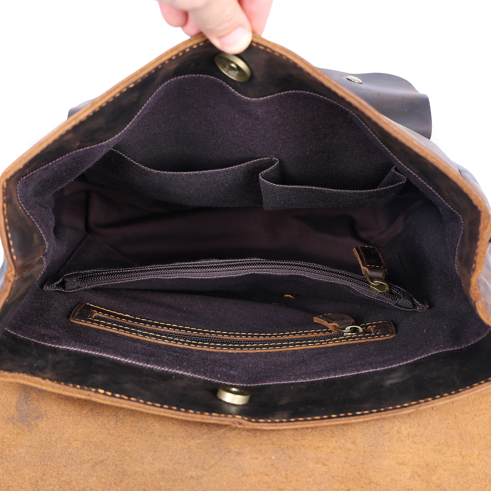 S.WORKER Vintage Echtleder Herrenrucksack Handgefertigte Top-Grain-Leder Laptop-Umhängetasche Crazy Horse Tasche Mode für Männer – Detail 17