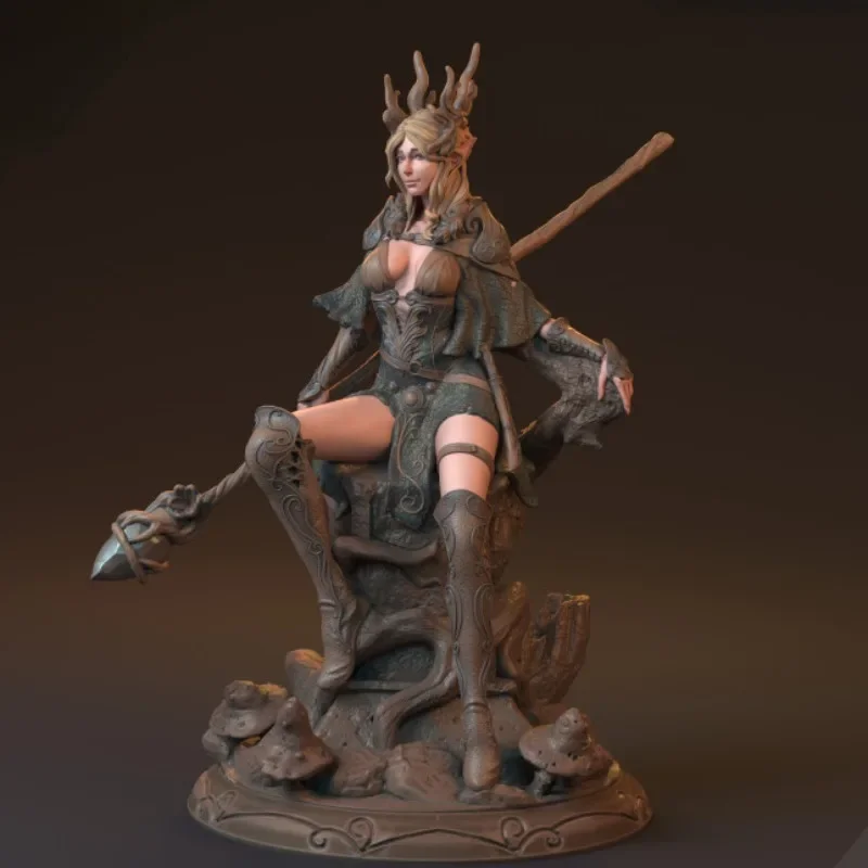 1/24 Resin Figure Model Kit Wizard Queen Magic Elf Witch Myth Game Miniature Unassembled and Unpainted Free Shipping