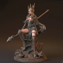 1/24 Resin Figure Model Kit Wizard Queen Magic Elf Witch Myth Game Miniature Unassembled and Unpainted Free Shipping