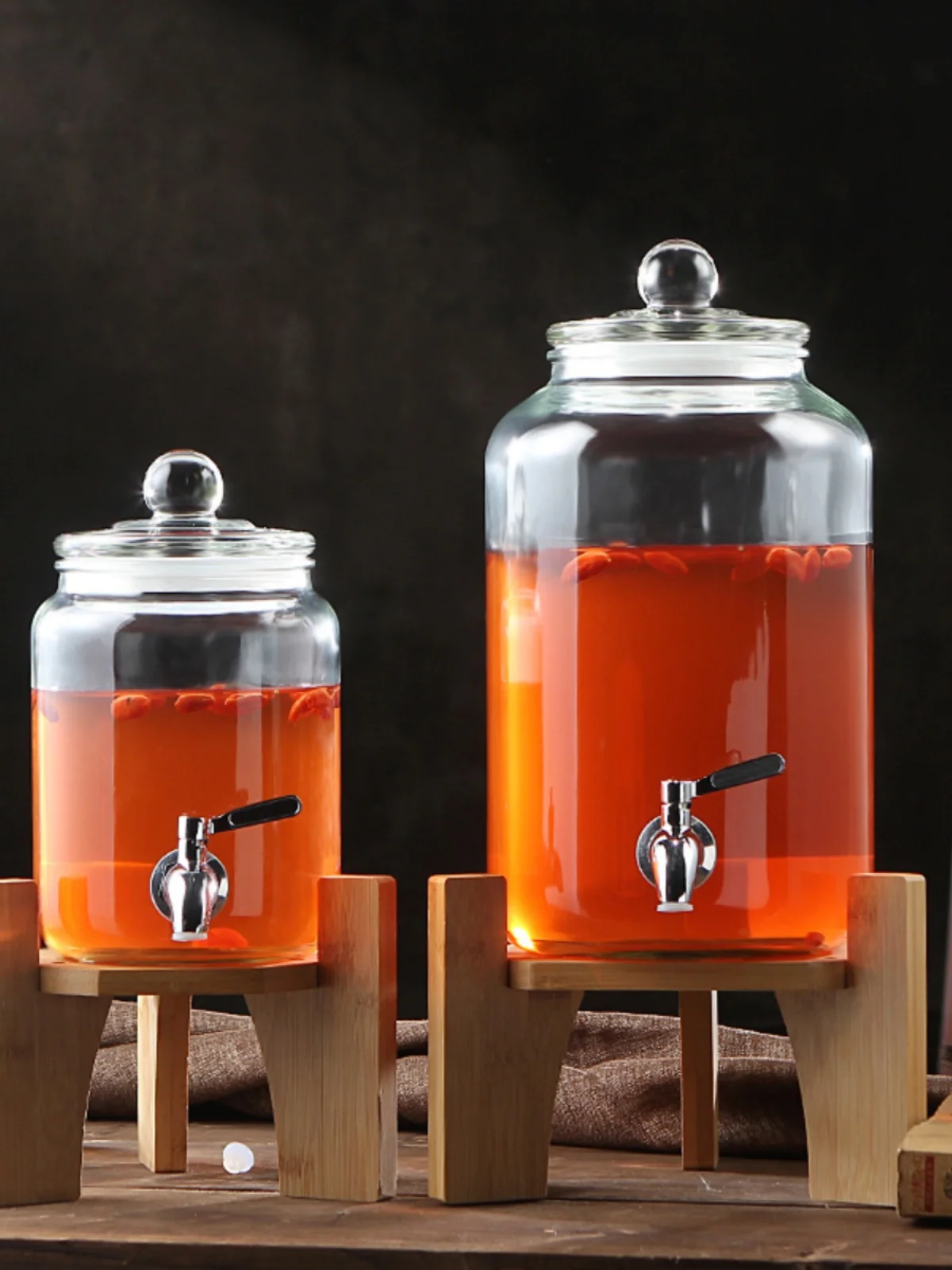 Botella de Vidrio con Grifo para Vino y Licores Medicinales, Uso Doméstico, 3 Litros, 5 Litros, 0 Litros, Redonda, para Cocina...