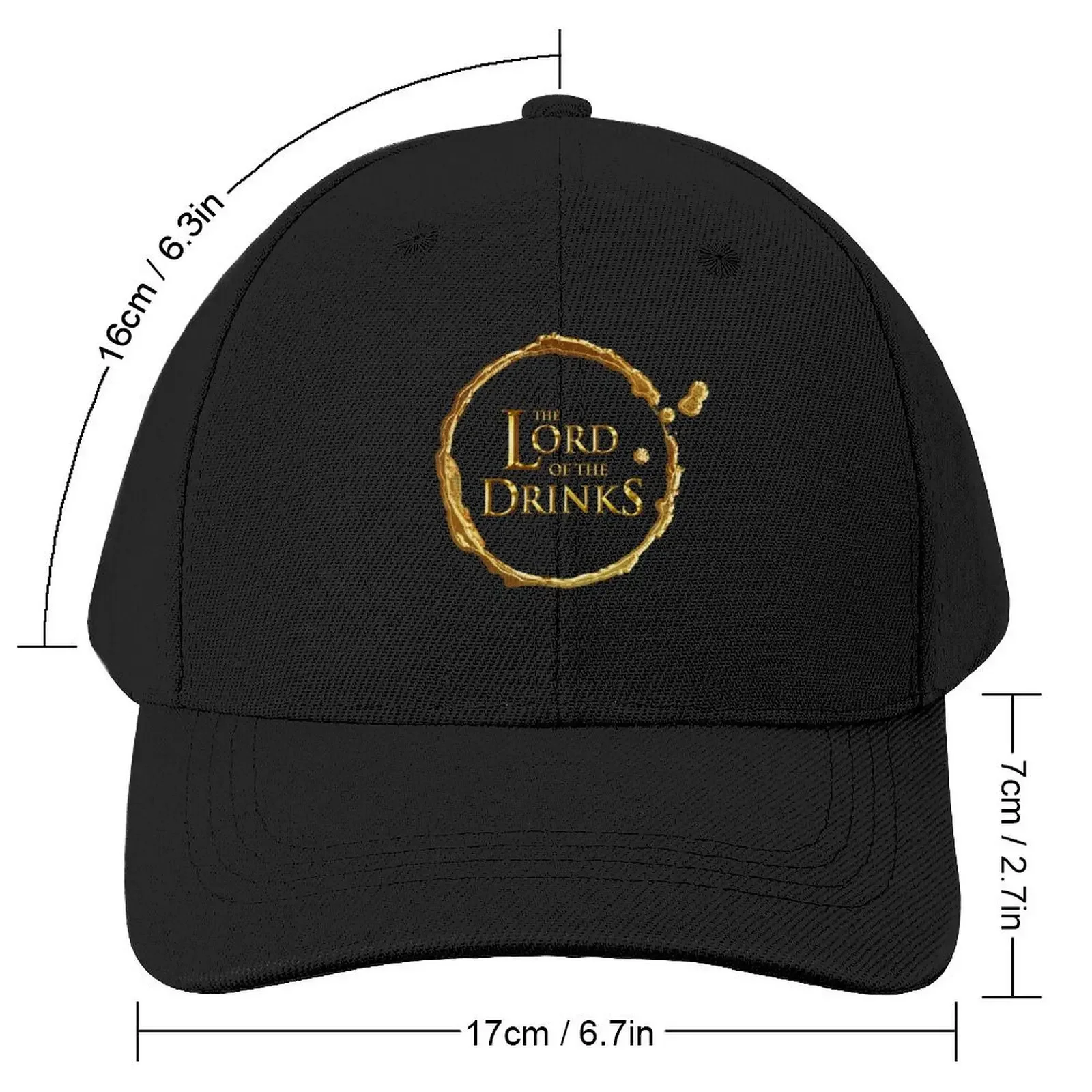 قبعة بيسبول The Lord of the Drinks مع بقع حلقة المشروبات (ملمس ذهبي على جلد بني شوكولاتة)