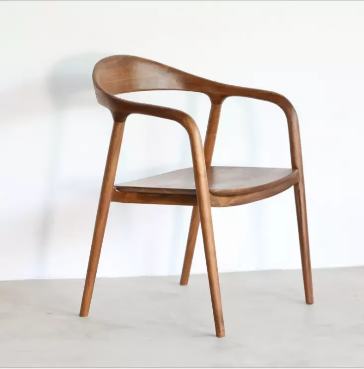 Modern Dining Room Furniture Nordic Armchair Solid Wood Frame Restaurant Chairs