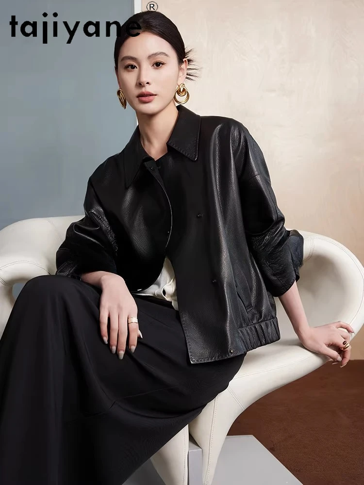 TAJIYANE 100% Top-grain Schapenvacht Leren Jas Vrouw Korte Echte Lederen Jassen Casual Dames Jas 2025 Herfst Vrouwen Kleding Byd